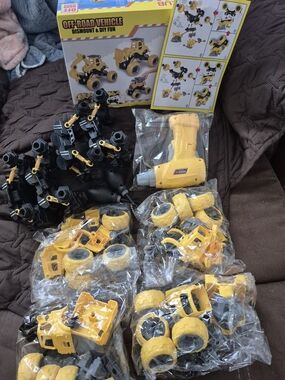 Yellow Kids Off-Road Construction Building Set with Toy Power Drill